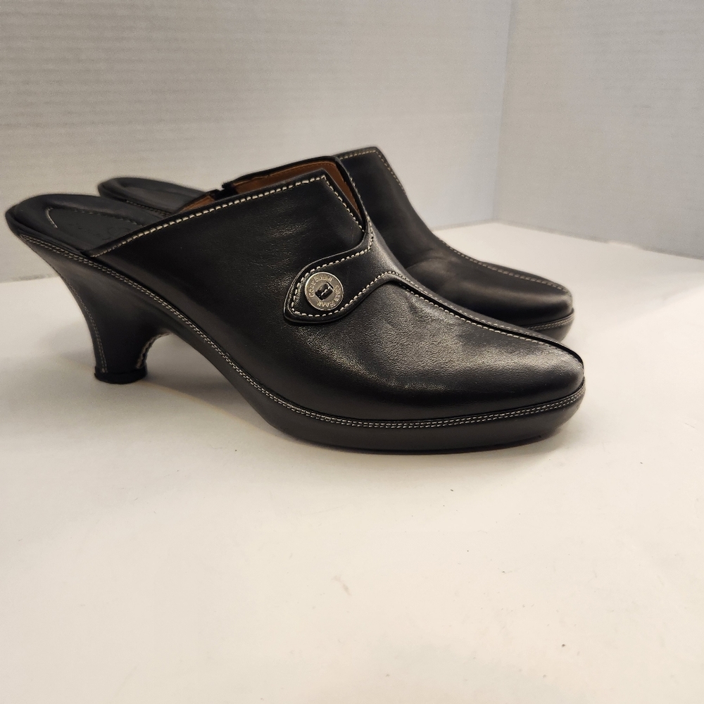 Cole Haan Black Leather Clogs Womens 9B Slip On Mules